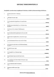 English Worksheet: sentence transformation