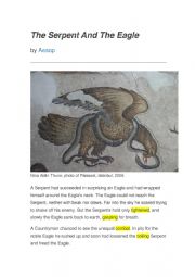 English Worksheet: Reading exercise with Aesop�s Fable The serpent and the eagle