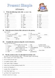 English Worksheet: Present Simple  - Affirmative