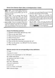 English Worksheet: Questions on Shannon Ryan�s diary
