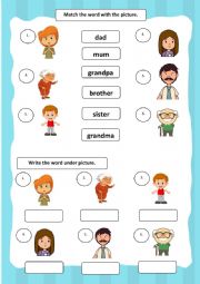 English Worksheet: family
