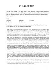 English Worksheet: Class 2005