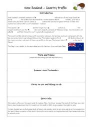 English Worksheet: New Zealand country profile - Webquest