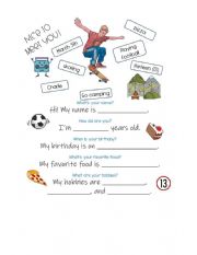 English Worksheet: Nice to meet you