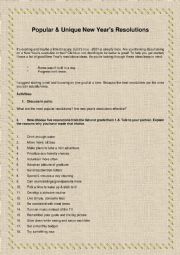 English Worksheet: NEW YEARS RESOLUTIONS  for teenagers