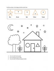 English Worksheet: colour shapes