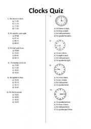English Worksheet: Clock Quiz