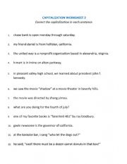 English Worksheet: Capitalization Worksheet