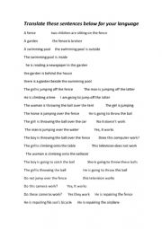 English Worksheet: sentences to translate 