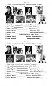 English Worksheet: WAS - WERE