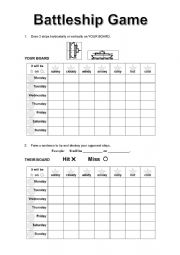 English Worksheet: battleship