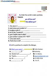 English Worksheet: Forming questions