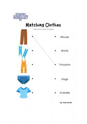 English Worksheet: matching clothes worksheet 