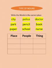 English Worksheet: TYPE OS NOUNS