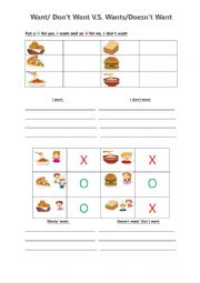 English Worksheet: FOOD-I WANT -DON�T WANT