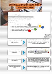 English Worksheet: WRITING AN OPINION ESSAY WITH A COUNTERARGUMENT [1]