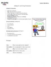 English Worksheet: Asking For and Giving Permission, making offer