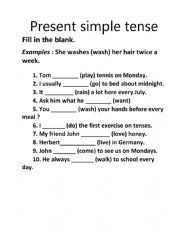 English Worksheet: present simple tense worksheet 