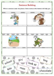 English Worksheet: Sentence Building 1