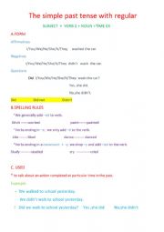 English Worksheet: The Simple Past Tense With Regular verbs