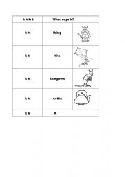 English Worksheet: Letter K