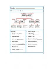 English Worksheet: Exercise Family