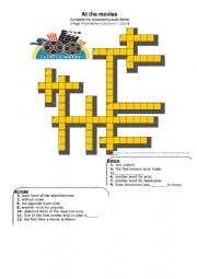 English Worksheet: At the movies Puzzle