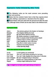 English Worksheet: Main Verb + Gerund