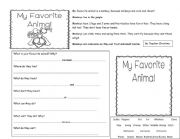 English Worksheet: My favourite animal: writing practice 