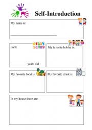 English Worksheet: Write and Draw: Self-Introduction