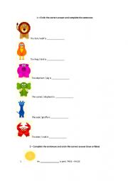 English Worksheet: Animals and colors exercise