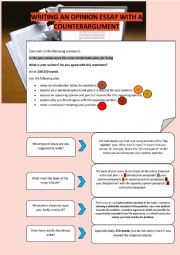 English Worksheet: WRITING AN OPINION ESSAY WITH A COUNTERARGUMENT [2]