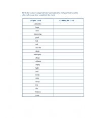English Worksheet: comparative adjectives game