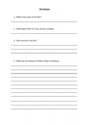 English Worksheet: Film Review