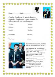 a worksheet printables about the movie combat academy 1986