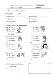English Worksheet: Adjectives