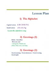 English Worksheet: Lesson Plan for kindergarten