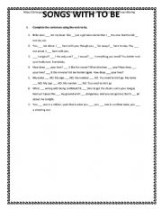 English Worksheet: VERB TO BE in songs