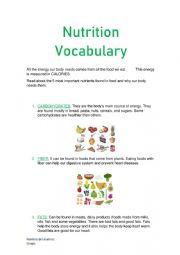 English Worksheet: Nutrients