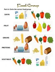 English Worksheet: Food Group Pyramid