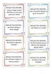 English Worksheet: Speaking Cards