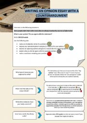 English Worksheet: WRITING AN OPINION ESSAY WITH A COUNTERARGUMENT [7]