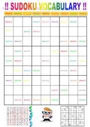 SUDOKU VOCABULARY GAME TEMPLATE