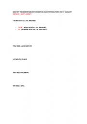 English Worksheet: simple present and tools vocabulary