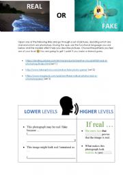 English Worksheet: REAL OR PHOTOSHOP GAME [speaking development]