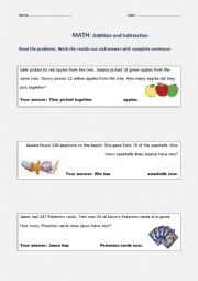 Math - Word Problems (addition and subtraction)