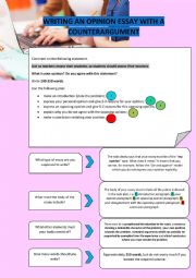 English Worksheet: WRITING AN OPINION ESSAY WITH A COUNTERARGUMENT [9]