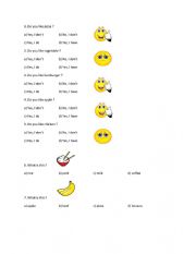 English Worksheet: Like and dislike / food / preposition / places 1