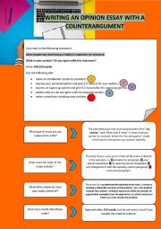 English Worksheet: WRITING AN OPINION ESSAY WITH A COUNTERARGUMENT [10]