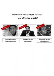 English Worksheet: the aftermath of the civil rights movement
